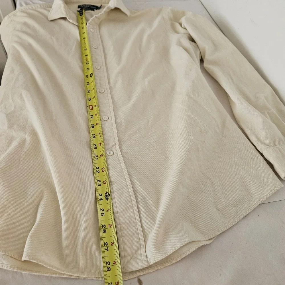 Polo Ralph Lauren Estate Custom Fit Cream Corduroy Button Down Shirt Mens XL